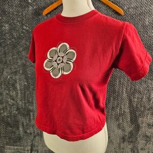 Adidas Red Soccer Flower Graphic T Shirt Women's Size Medium Casual Tee